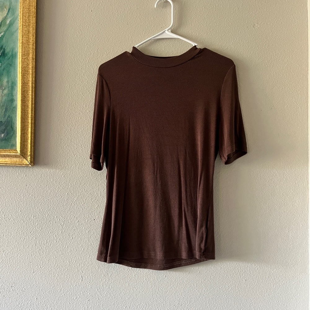 SHEIN Brown Fitted Polo T-Shirt Short Sleeve